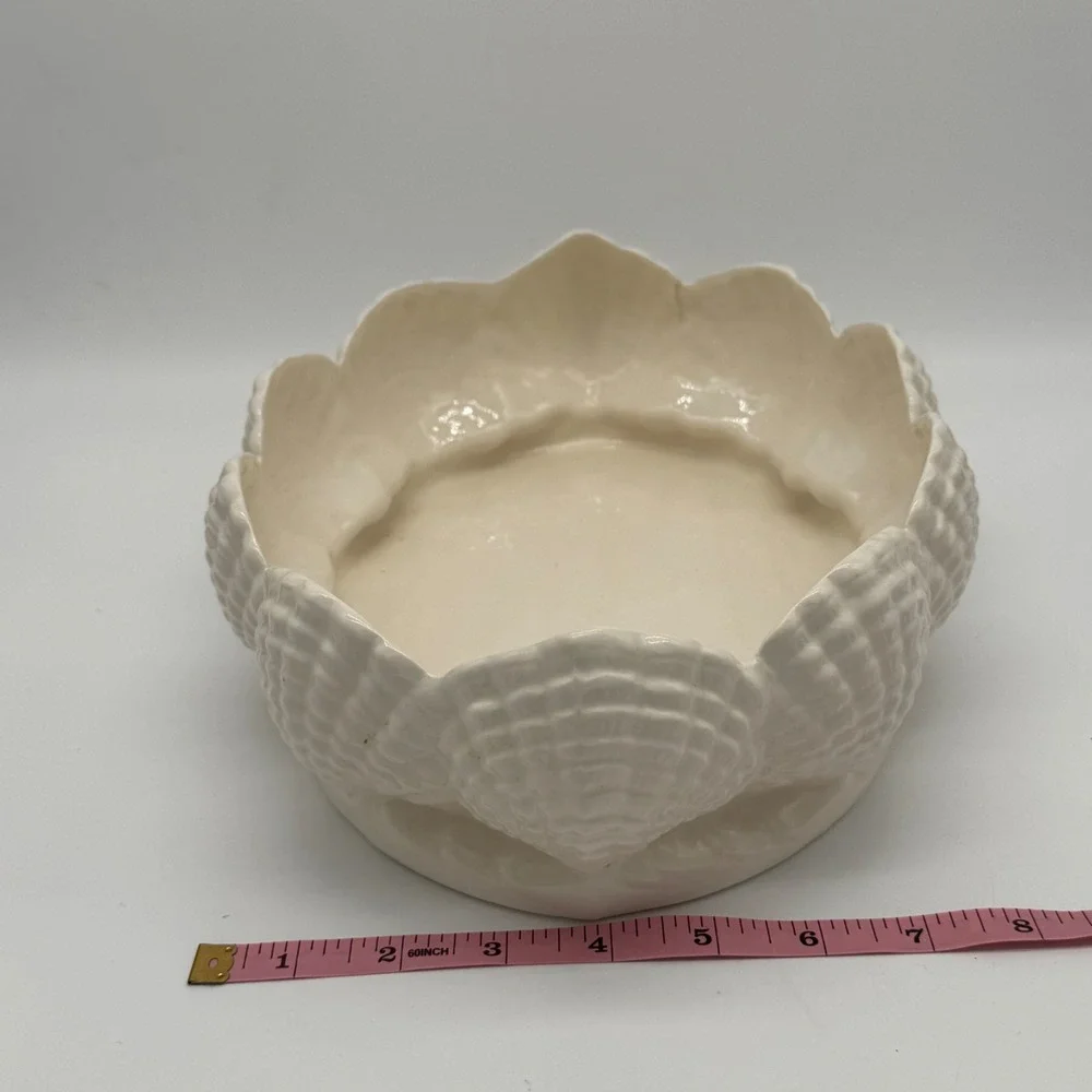 Vtg Atlantic Mold Clamshell Centerpiece Bowl Scalloped Coastal Chic Mermaidcore